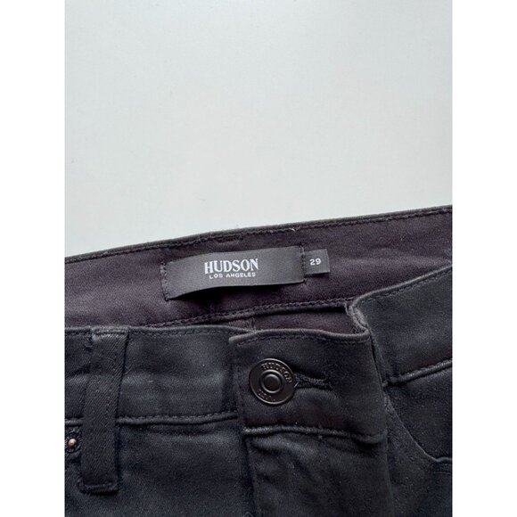 HUDSON Barbara Noir Coated Black Stretch High Rise Bootcut Jeans, Size 29 - Picture 13 of 16